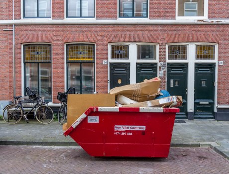 A selection of different size skips available for hire in Chiswick